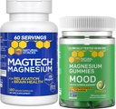 Gamtos kaminai Magtech Magnis + Mood Magnis Gummies Bundle - 4 Formos magnio - Relaxation, Smegenų sveikatos ir streso parama * - 210 Viso vienetų