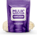 MUUK' SUPERFOODS | Pure Organic Lion's Mane Mushroom Powder | Brain-Boosting, USA-Made | 3.5 oz (100g), 60 Servings