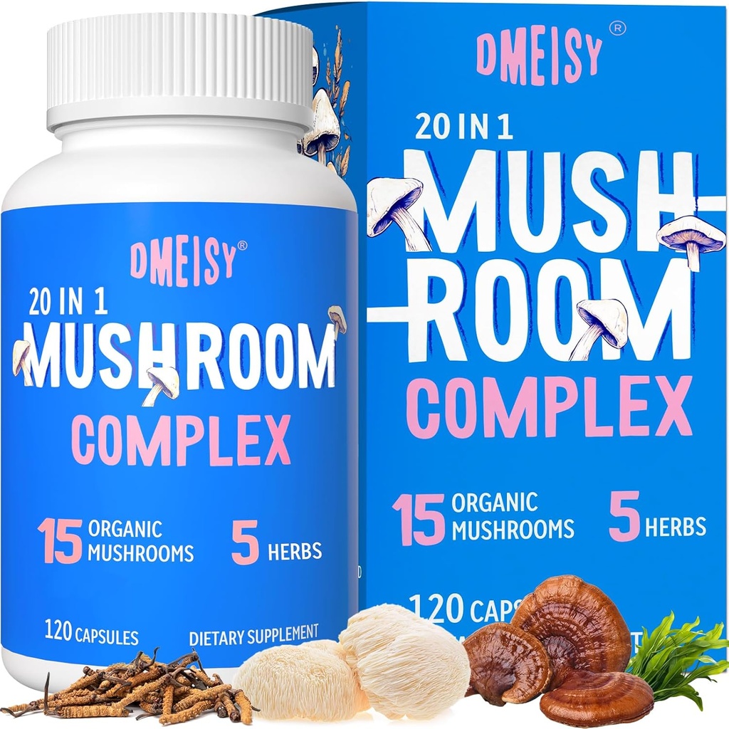Xush sala suplementari 2600mmg, 20-in--1-Mush room complex, amb el complex de la sala de Lions Mane, Coryceps, Reishi, Turquia Tail, Chaga - El cervell suplementari per la memòria i el focus, memòria suplementaris, Imunity, 120 Capsule