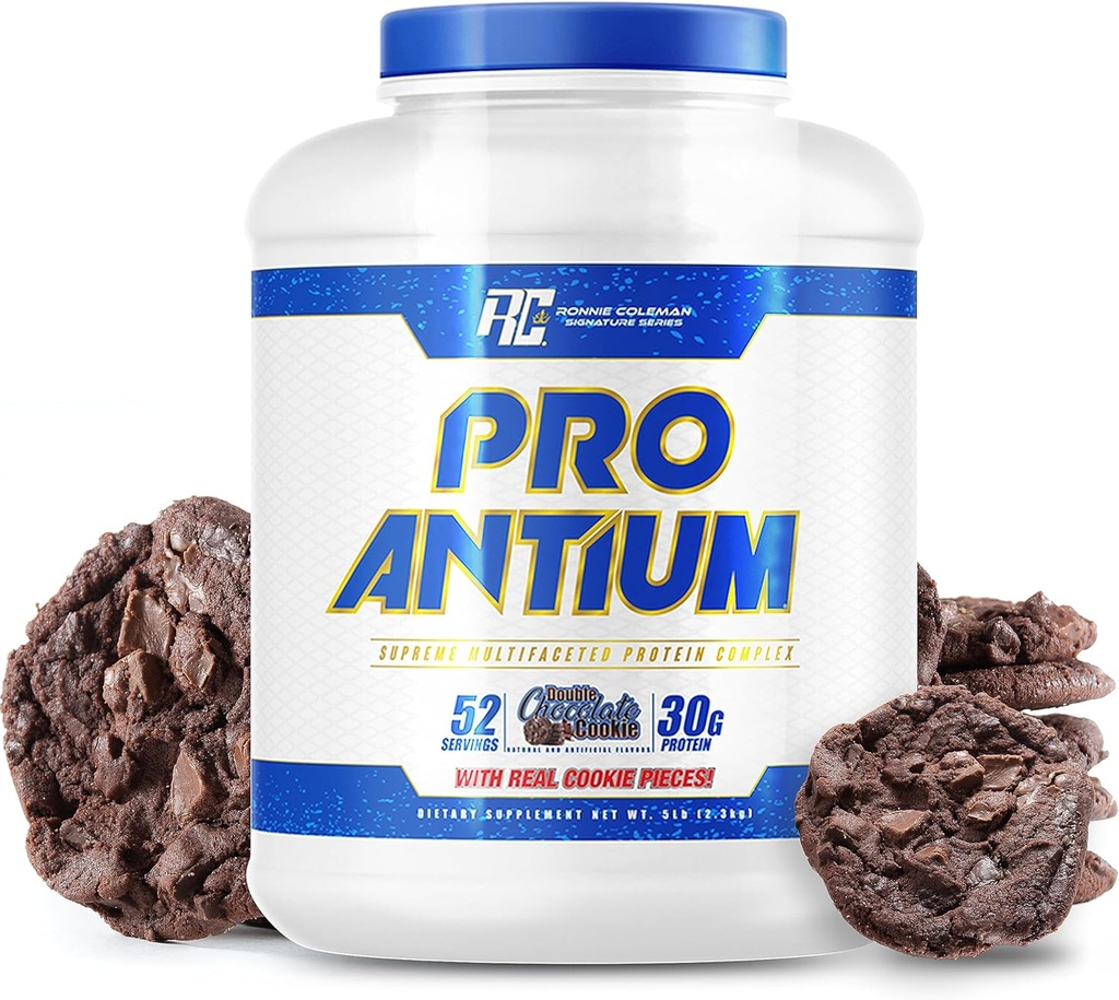 Ronnie Coleman Signature Series Pro-Antium Whey Protein Powder with BCAA’s and EAA’s, Creatine for Recovery and Lean Muscle Support, 30g Protein Per Serving, Double Chocolate Cookie, 5 Lb