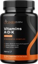 Vysoká absorpcia vitamínové doplnky ADK - vegánsky vitamín D3 K2 MK7 a A pre reguláciu vápnika Plus kostná štítna žľaza a imunitná podpora - vitamín ADK s 5000 IU D3 Non GMO a bez lepidla (2 mesiace)
