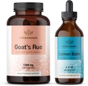 WROBAMA Goat's Rue and Lemon Balm Kit - Bundle 1200 mg Goat's Rue Capsules & Saltm Liquid Drops 4 foz - Vegan, Non-GO, Sugar & Alcohol- Free