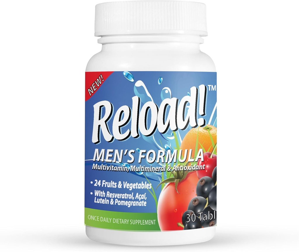 Reload! for Men, All Natural, Multivitamin, Multimineral ו- Antioxidant, עם 24 פירות וירקות! 1 חודש אספקה