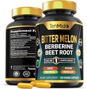 Bitter Melon Capsules - 8in1 Формула - Комбінація з Берберин, Beet Root, часник, Молоко етлі, Апігенін, Папая лист і чорний перець - 150 Vegan Капсули на 5 місяці постачання