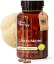 Plant Therapy Lion's Mane Mushroom קפסולות Manufactured 4 חודשים אספקת בריאות המוח, בהירות נפשית וזיכרון תוספת לנשים וגברים 120 קפסולת צמחונית
