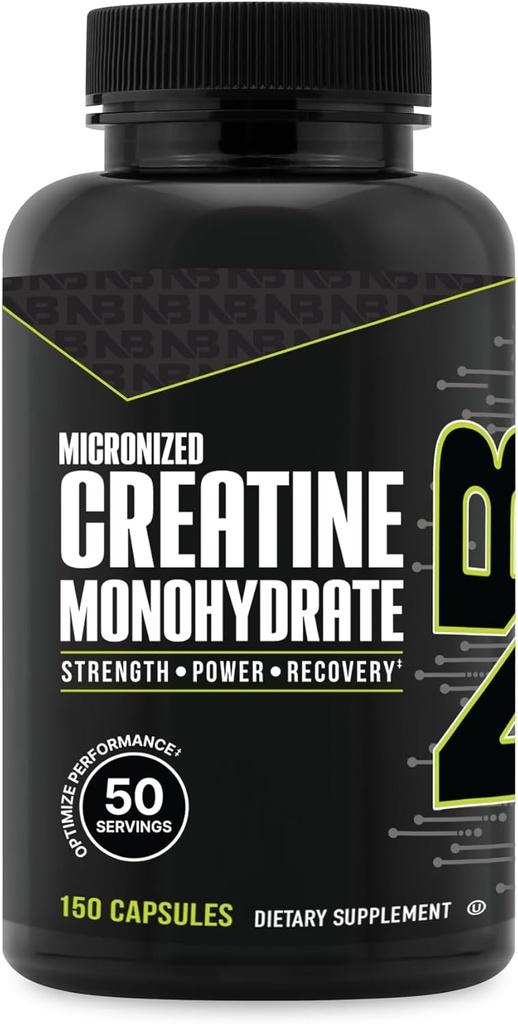 NutraBio Pure Micronized Creatine Monohydraat Capsules, Creatine Pillen, Ondersteunt Bulk Muscle Energy, Herstel, en sterkte - Keto Vriendelijk, Kosher, Creatine Nutritional Supplement voor mannen en vrouwen