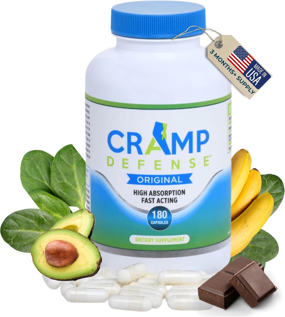 Cramp Defense for Leg Cramps & השרירים Cramps הקלה (במהלך היום ובלילה). תוספת מגנזיום המיוצר בארה"ב 3-6 חודשים אספקה לבקבוק. מכיל Truemag® עבור Max Absorption. מיליון דולר נמכרו