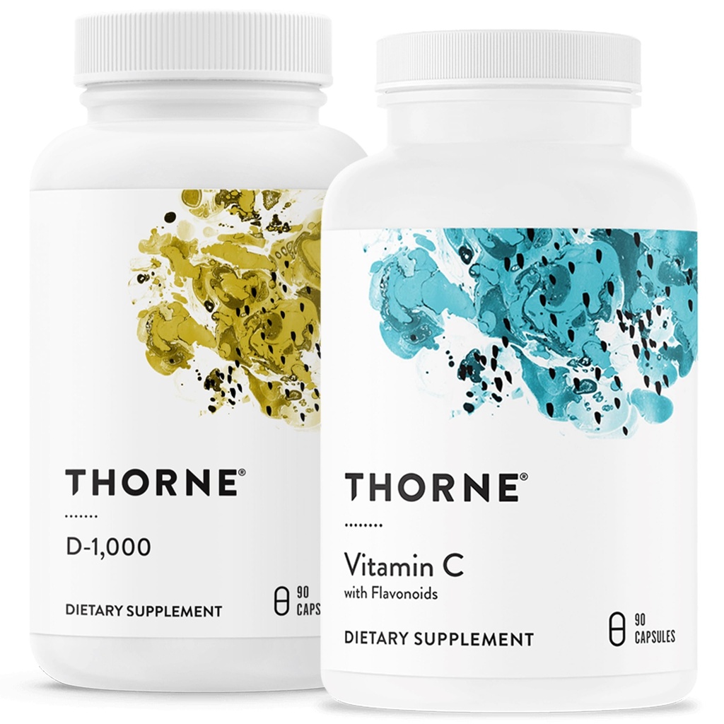 THORNE - Immune Support Combo - Vitamin D3 & Vitamin C Blend for Healthy Immune Function - 30 to 90 Servings