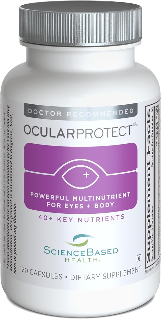 Ocular Protect - Daily Multiвитамини с Advanced Eye Health Support - 40+ Ключови хранителни вещества, антиоксиданти и растителни вещества - FloraGLO Lutein, Zeaxantin, Alpha Lipoic Acid - 120 капсули