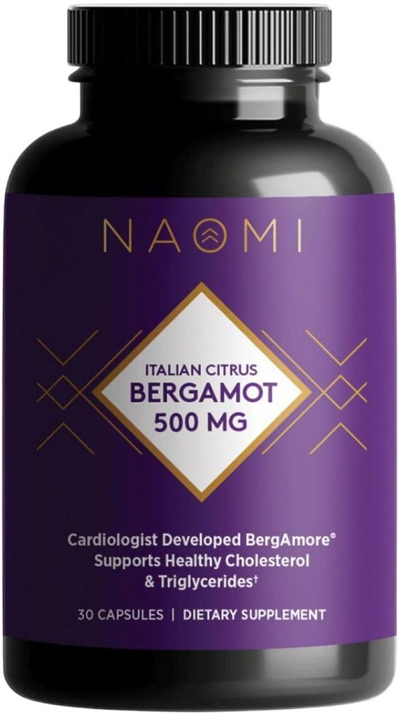 NAOMI Italian Citrus Bergamot 500mg Award-Winning Cardiologist Dvlpd för att stödja hälsosamt kolesterol och triglyceridnivåer Redan i Normal Range, w / 7 Key Polyphenols, Bergamot, VIT C, 30-dagars leverans