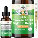 Natures Craft Kids Vitamin D3 K2 Drops - Organic Vitamin D for Kids for Strong Bones & Joints - Infants, Babies and Toddler Immune Support Drops Liquid Supplement - 2Fl Oz (Pack of 1)