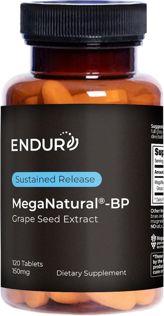 MegaNatural BP, Grape Seed Extract Kosttilskud med Sustained- release California Grape Seed Extract Herbal Kosttilskud til optimeret Absorption & Supports Energy, 150 mg, 120 tabletter