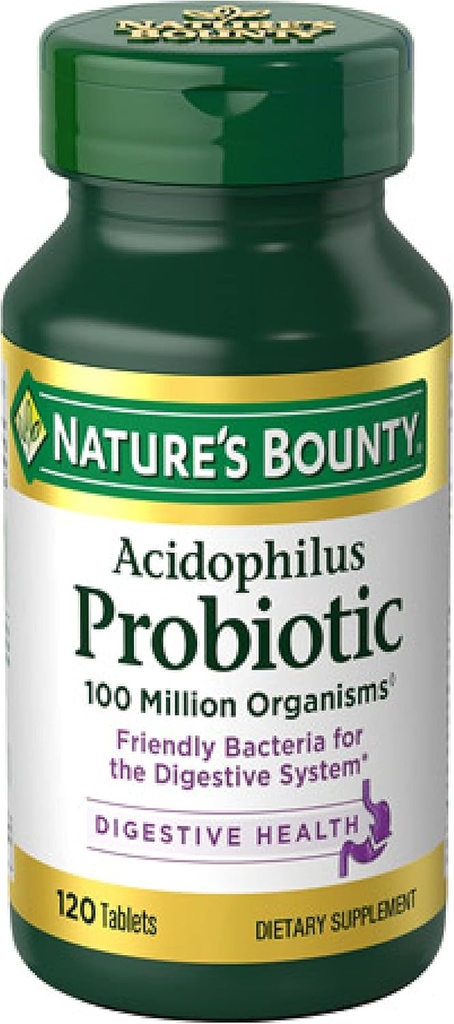 Bonunty Lactobacillus Acidophilus Probiotic Addition - Daily Probiotic for Women/Men Digestive Health, 100 милиона Организми, Вегетарианец, 1 Сервиране на ден, 120 таблетки