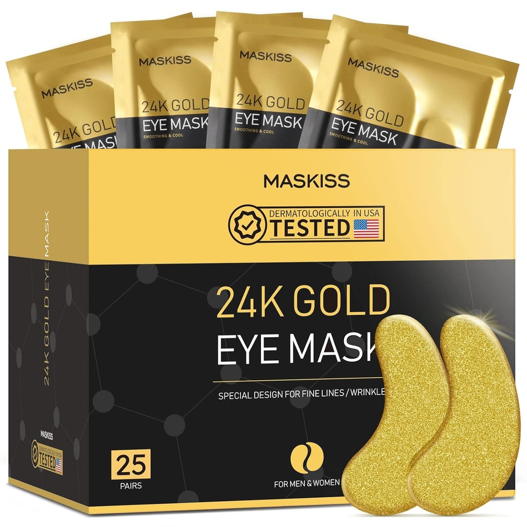24k Gold Under Eye Patches (25 pár), szemmaszk, Collagen Skin Care termékek, Szemfoltok Puffy Eyes, szem maszkok sötét körök és puffadás