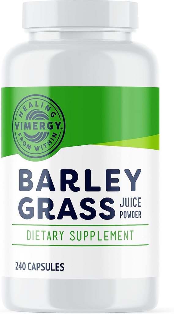 Viméries Barley Grass Juice Capsules - Clean Superfood - Balená kapsle - Promotes Cardiovaskulární zdraví * - Non- GMO, Vegan & gluten- Free - 240 caps
