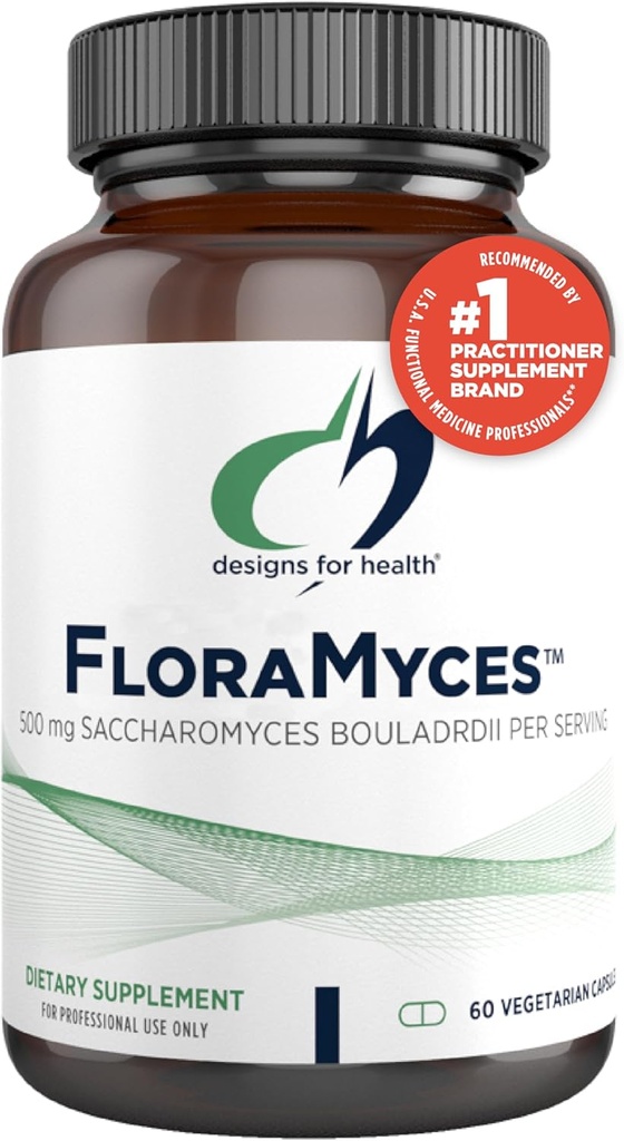 健康FloraMyces 500mg Saccharomyces Boulardii Probiotic-Gut健康补充剂-GI健康的稳定消化剂-无乳品,Vegan Probiotic(60 Capsules)