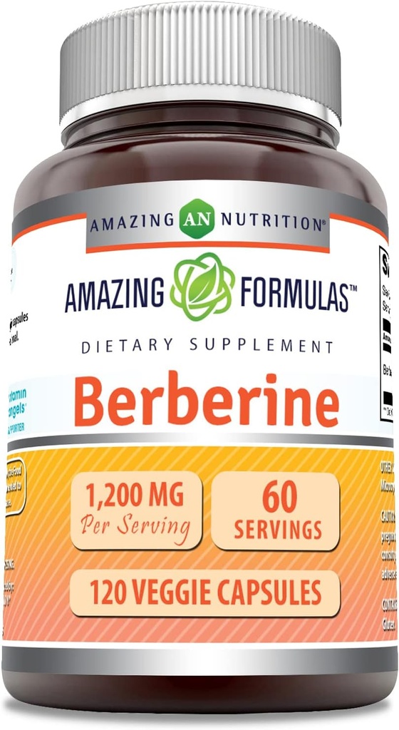 Formula harrigarriak Berberine osagarria | 1200 Mg zerbitzuko | Veggie kapsulak | Ez-GMO | Gluten-Free | Made in USA (1 Pack, 120 Count)