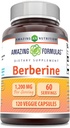 Amazing vormelid Berberine Supplement | 1200 Mg per Serving | Veggie kapslid | Non-GMO | Gluteenivaba | Made in USA (1 Pack, 120 Count)
