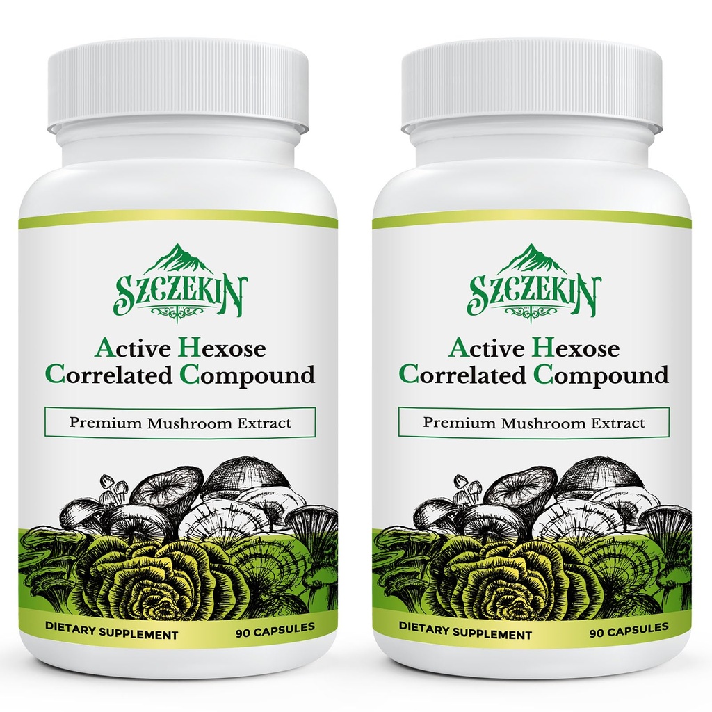Active Hexose Correlated Compound 1500 mg Supplement, Natural 8 Mushroom Extract Supplement, Immune System, Liver Function, Natural Killer and T Cells Activity, 180 Veggie Capsules