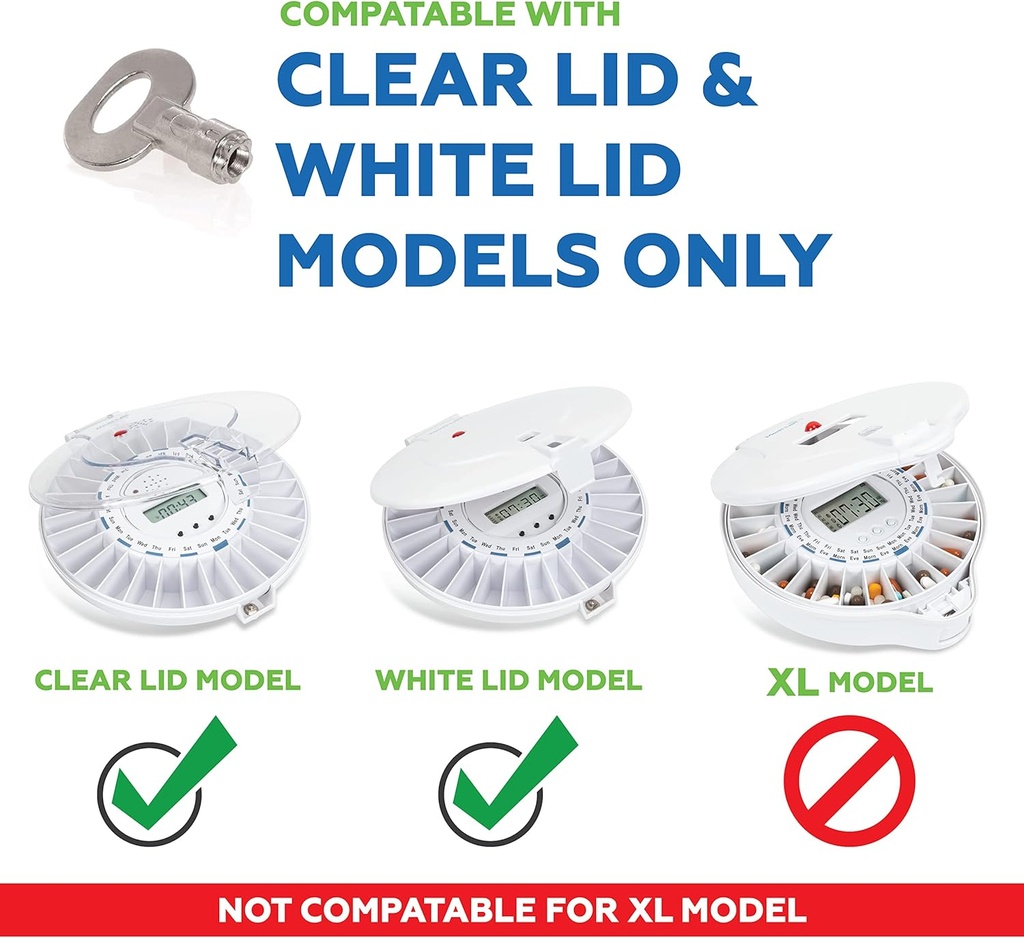 Chave de substituição para dispensador automático de comprimidos, organizador médico eletrônico com lembretes de luz e alarme (para Med-E-Lert SOMENTE)