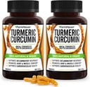 Kurkuma Curcumine met BioPerine Black Pepper & 95% Curcuminoïden, Maximale Absorptie voor Gezamenlijke Ondersteuning, Niet-GMO Kurkuma Capsules, Gemaakt in de VS - 180 Veg Caps