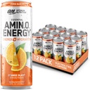 Optimaalne toitumine Amino Energy Sparkling Hüdrastusjook, elektrolüüdid, kofeiin, aminohapped, BCAA-d, suhkruvaba, oranž lööklaine, 12 Fl Oz, 12 Pack (pakendamine võib varieeruda)