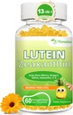 Lutein 20 mg com Zeaxantina Gummies, Lutein e Zeaxantina Suplementos com Vitaminas Eye C, E, Bilberry para a saúde ocular - 60Cts