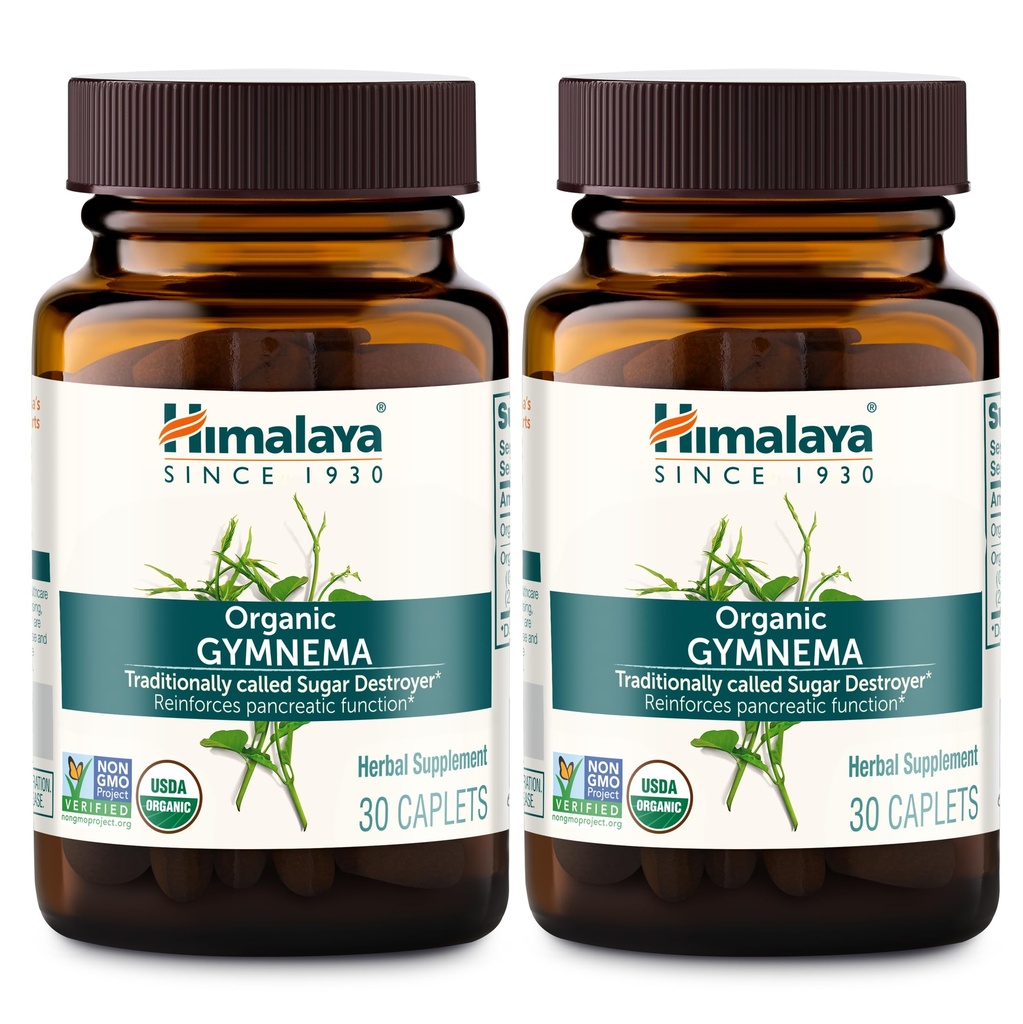 Himalaya USDA Organic Gymnema Sylvestre Extract 700mg,Gymnema Sylvestre Supplements,Herbal Glucose Metabolism Support,Gymnema Sylvestre Capsules,Non-GMO, Vegan, Gluten Free,Additive Free,60 Caplets