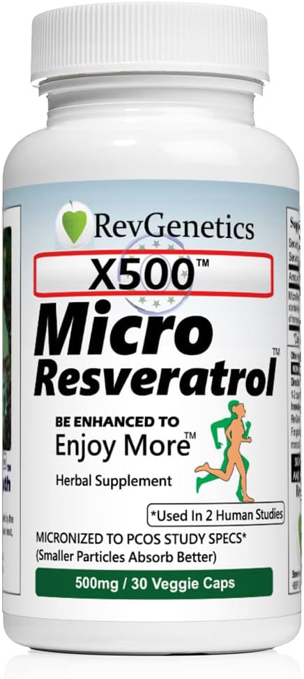 X500: Pure Resveratrol 500mg - Pure Trans-Resveratrol - 30 Vegetarian kapsula - 500 mg kapsula bakoitzeko