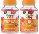 Probiotici vitali 5 miliardi di bambini + B bambini complessi, Gummies Bundle - Grande degustazione, supplemento di vitamina, senza glutine, GMO libero, pancia masticabile