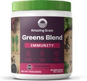 És increïble que els Verds es barrejan amb el seu suport d'Immune: Super Greens Powder suayie Spirulina, Chlorella, Beett Root Powder, Enzys i Probiotics, Elderberry, 30 Servings