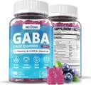 GABA Gummies 500 mg - Sugar- Free Calm Gummies with L Theanine, 5-HTP, Vitamíny D3, B12, Ashwagandha, Melatonin- Free for Brain Calm, Mood, Zzz Better, GABA dodatek pro dospělé, Blueberry Flavor, 1Pack