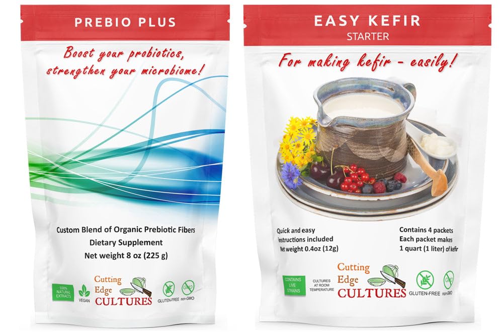 Cutting Edge Cultures Prebio Plus Prebiotic Fiber Powder Best Custom Blend of Organic Prebiotic Fibers Dietary Supplement 8 oz