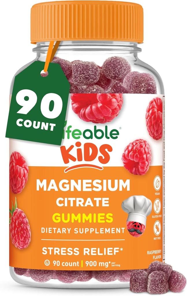 Lebensfähige Magnesium-Gummi für Kinder | 900mg Magnesium Citrat | Große Verkostung Kinder Magnesium-Ergänzung | Glutenfreie Muskelunterstützung und Stress Relief Kaubare | 90 Gummis
