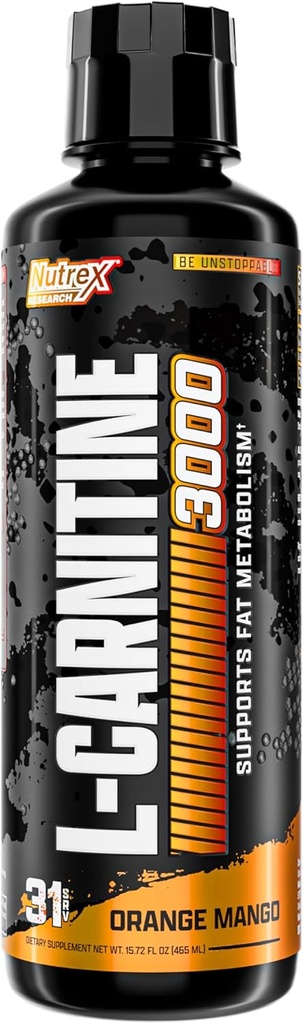Nutrex pesquisa líquido Carnitina 3000 . Manga laranja . Estimulante livre .. 31 Servings 16 Fl Oz