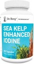 Dr. Berg Sea Kelp Iodine Melhorado - 200 mcg de Iodine Premium - Mistura de algas inclui Klamath Blue-Green Algae & Sea Kelp - 90 cápsulas
