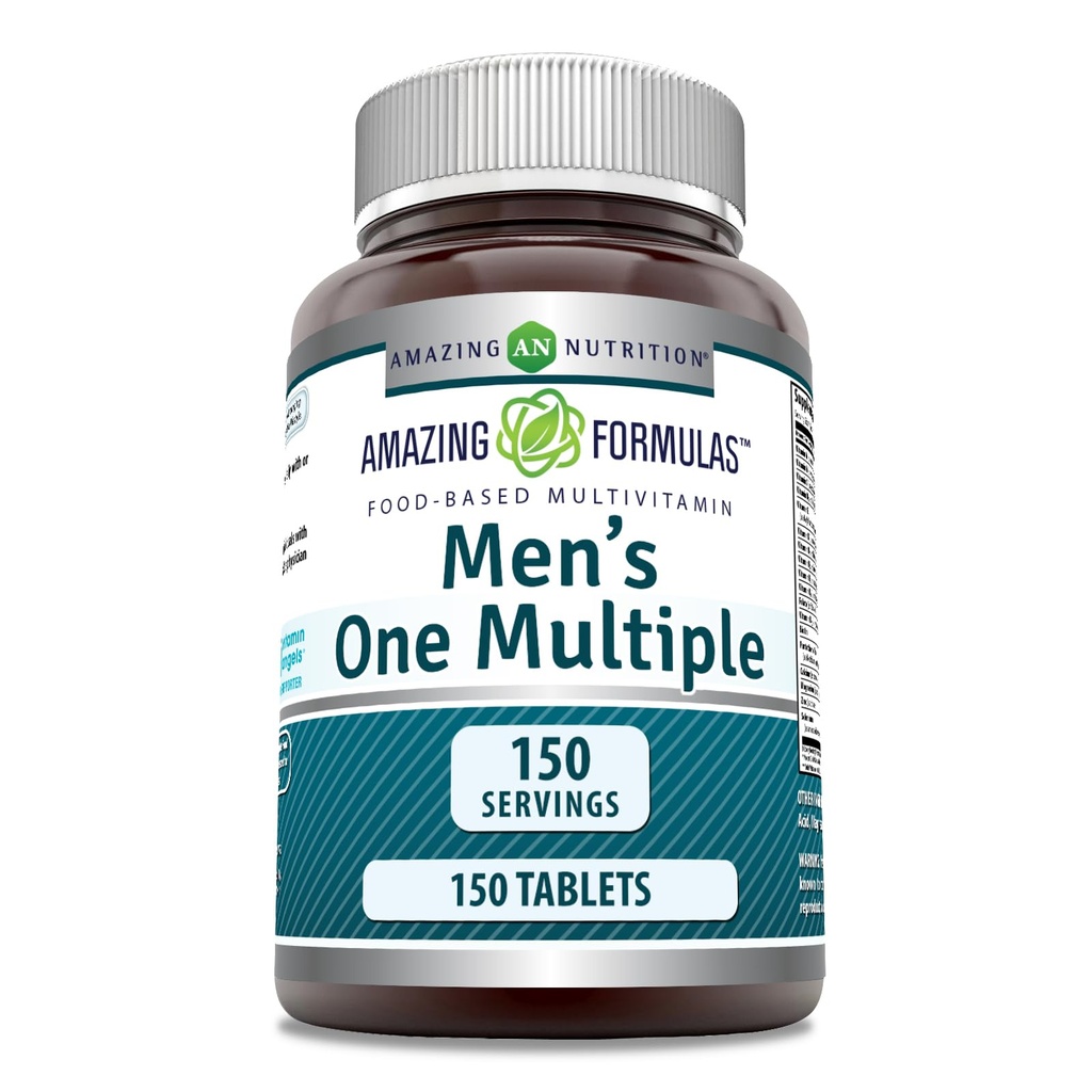 Amazing Formulas Men's One Multivitamin Supplement | Food Based | 150 Tablets | Perfect Blend of Vitamins, Minerals & Probiotics | Non-GMO | Gluten-Free | Made in USA