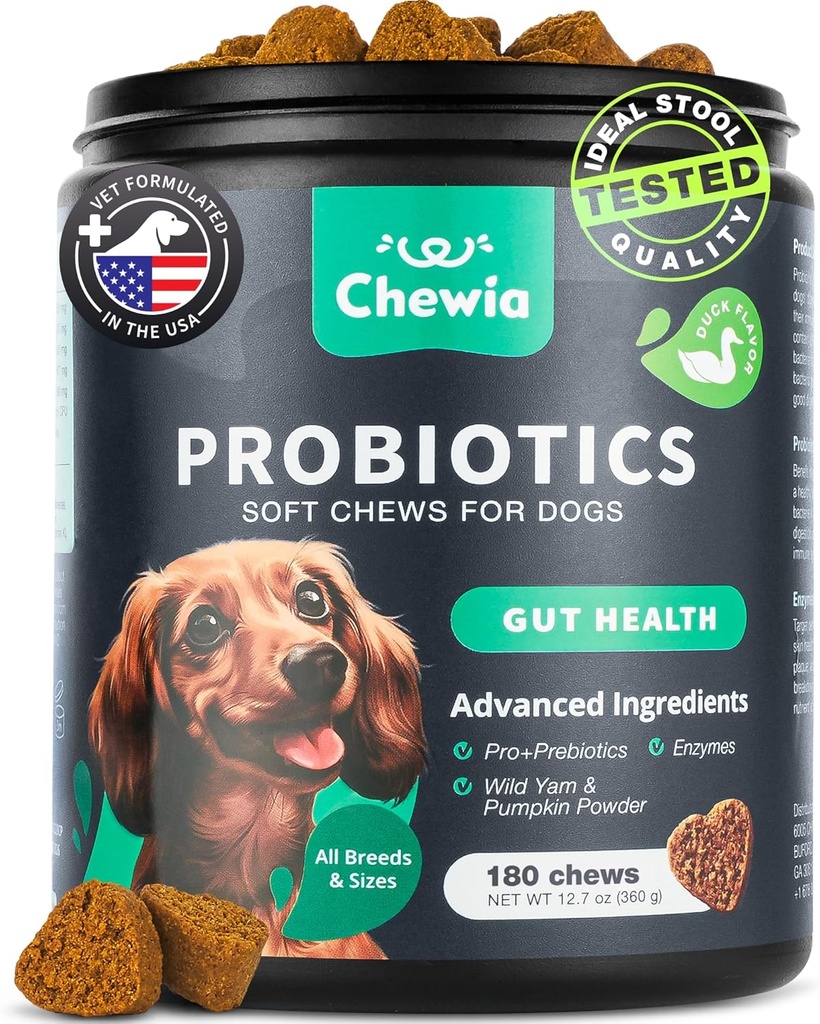Kháng sinh cho Dogs Gut Health, reportion, Immunity, Yeast cân bằng, da ngứa ngứa, dị ứng - Kẹo cao su chó probiostic enzymes cho các phương pháp ăn kẹo dẻo Gut Flora- Soft với bí ngô và thuốc mỡ