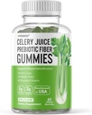 Celery Juice Fiber Gummys for adderns - Prebiotic Celery Juice Gummy for 解毒支持和超绿色助推 与 Celery Juice,氯酚, & Prebiotic Fiber - 60 Counter
