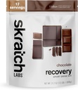 Skrattch Labs Post Workout Recovery Drink Mix s čokoládou, (21,2 oz, 12 Servings) s kompletným mliečnym proteínom Casein, srsť, probiotiká, bez lepku, Kosher, Vegetarián