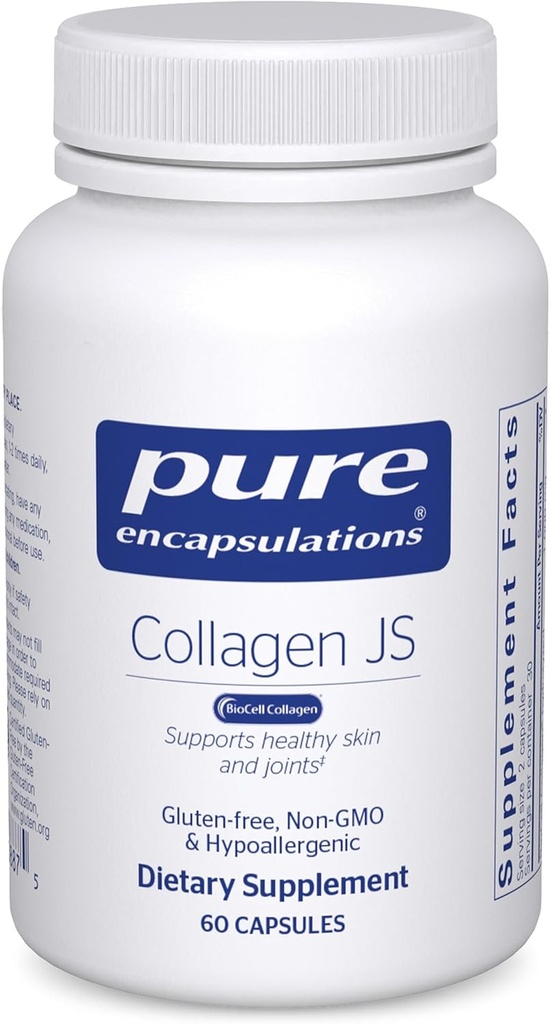 Encapsulacións pura Collagen JS - Skin & Joint Health * - 1,000 mg Biocell Collagen - Gluten Free & Non-GMO - 60 cápsulas
