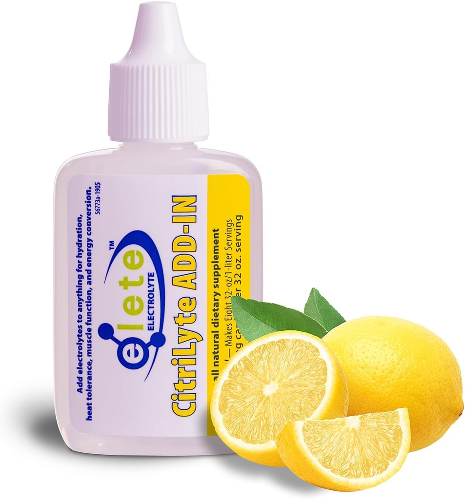 elete CitriLyte Electrolyte Add- in Hydration Drops 124; Sodu, Magnezu, Potasu i Śladów Minerały 124; Lekkie Lemon Flavor 124; Cramp Relief Ind 124; Przekształcenie jakiegokolwiek napoju do napoju sportowego, 24,6 ml