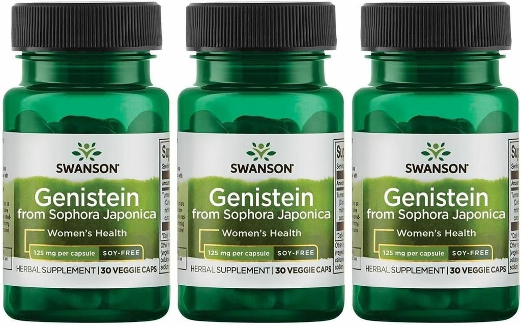 Swanson Soy-free Genistein - rastlinsko-osnovni naravni dodatek za ženske - Udobje in ravnotežje - (60 Veggie kapsule, 125mg vsak) 3 pakiranje
