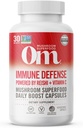 Om 蘑菇超食品 防疫超食品 Capsules Superfood Supplement, 90 Count, 30 Days, 蘑菇Blend, Reishi, Turkey Tail, Maitake, Agaricus Blazei, 维生素C, Vegan