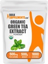 BulkSupplements.com Organic Green Tea Extract Powder - Organic Green Tea Powder, Polyphenols Supplement - Vegan & Gluten Free, 500mg per Serving, 500g (1.1 lbs) (Pack of 1)