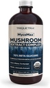 MycoMax Mushroom Complex - 70% Beta Glucans, Max Potency Mushroom Supplement, US Grown + Ultrasonic Extraction - Lions Mane, Cordyceps, Reishi & More - Promuove la cognizione, Immunity, Energy - 8 oz.