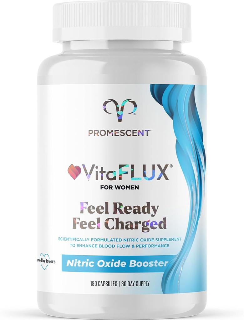 Promescent VitaFLUX Women's Nitric Oxide Booster Supplement, Boost Energy & Performance - Therapeutic Dose of Essential Amino Acids L Arginine, L Citrulline, L Carnitine, Zinc (180 kapsulak)