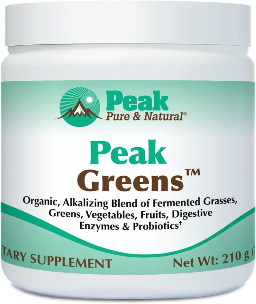 Peak Pure & Natural Peak Greens Support pH Balance və qazınlıq / Superfood Yaşıl İçki Tozu / Fermented Grass, Pərq, & Fruit & Digestive Enzyme & Probiyotik Toz
