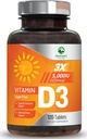 ויטמין D3 5000iu (125 mcg) Immune Health Support - תוסף עתיר ויטמין D Dietary עבור העצם, שיניים, שרירים - Nature's VIT D, טבעוני, Gluten Free, Raspberry Flavor - 120 טבליות Chewable