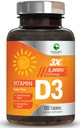 Vitamin D3 5000iu (125 mcg) Per Serving - 3X Strength Immune Health Support Vitamin D Dietary Supplement for Bone, Teeth, Muscle - Vit D, Vegan, Gluten Free, Raspberry Flavor - 120 Chewable Tablets